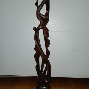 Abstract Brown Wooden Sculpture
